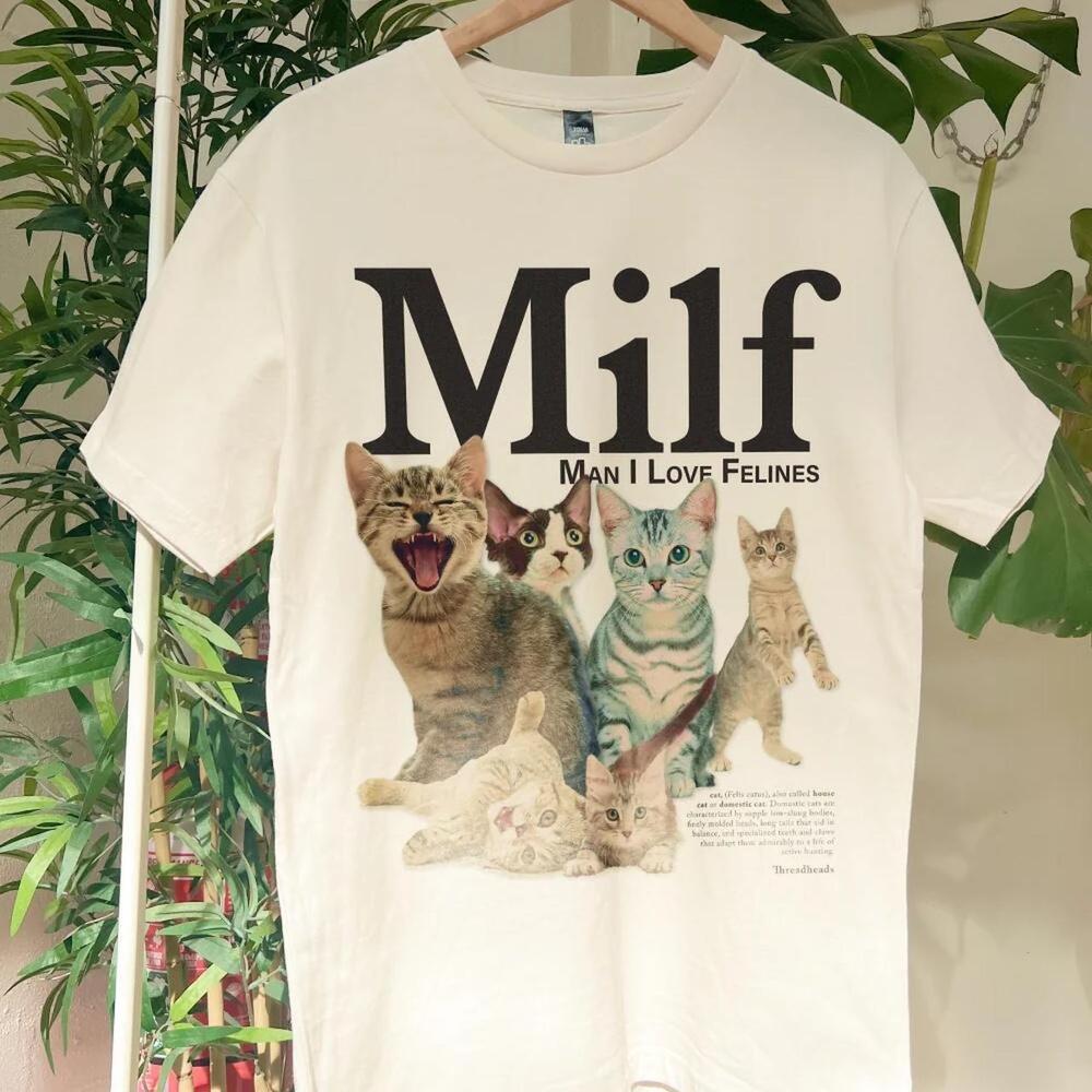 Funny Cat Meme T-Shirt, White With Black Graphics